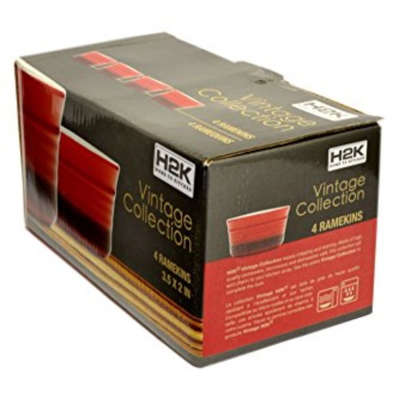 Set 4 Vintage-Red Ribbed Stoneware - Picture 3 of 3